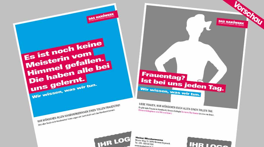 Neue Motive im Werbeportal: Corona, Frauentag, Ostern