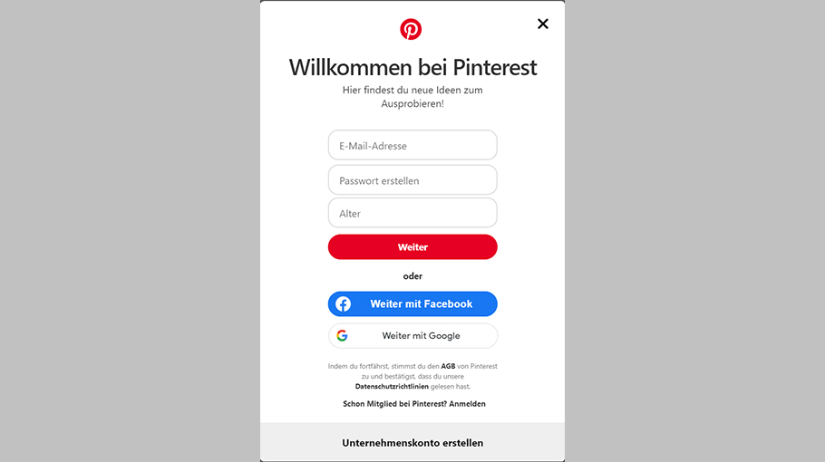 EIN KONTO BEI PINTEREST ANLEGEN 2