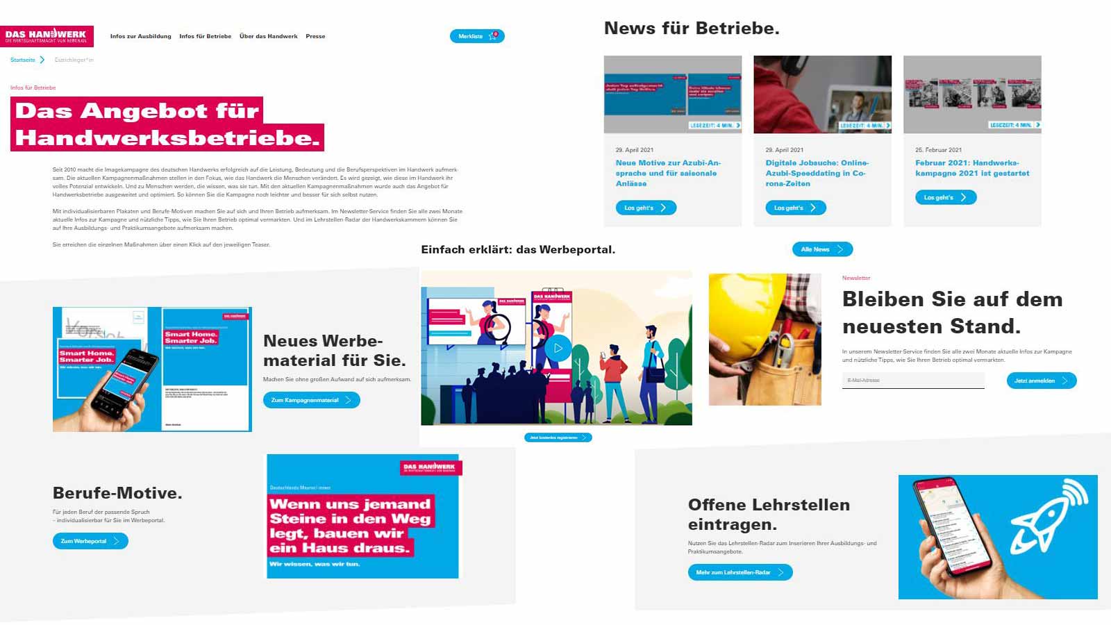 Übersicht handwerk.de website
