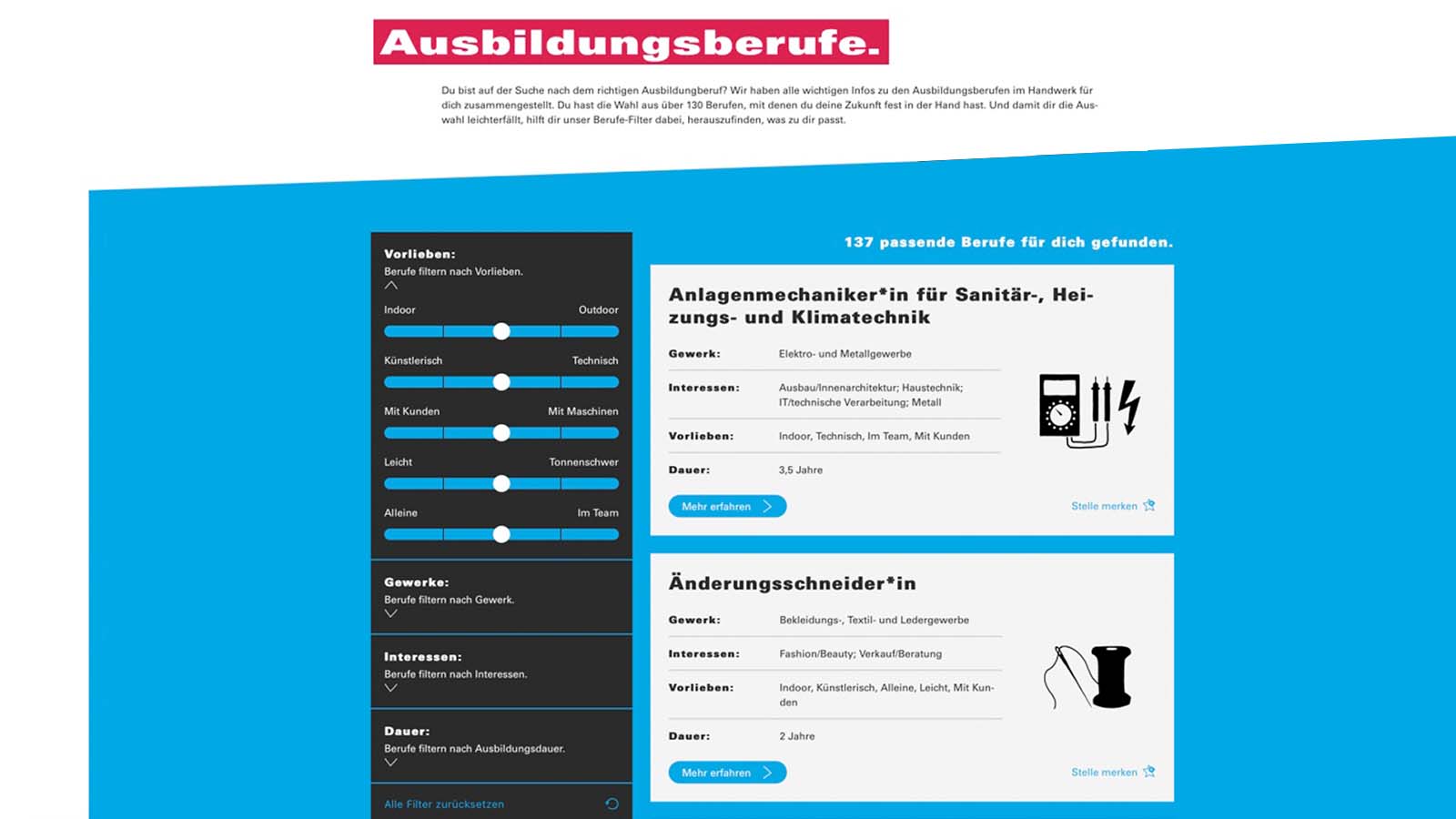 Übersicht Ausbildungsberufe