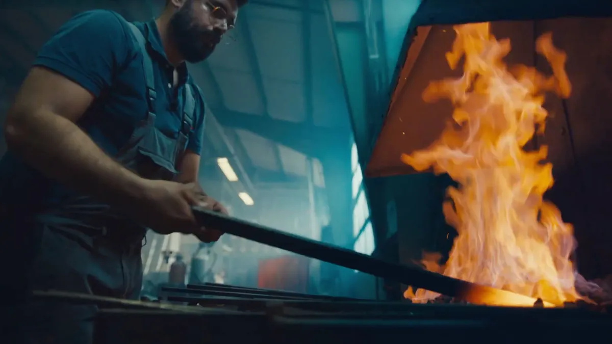 Metallbilder arbeitet mit Feuer