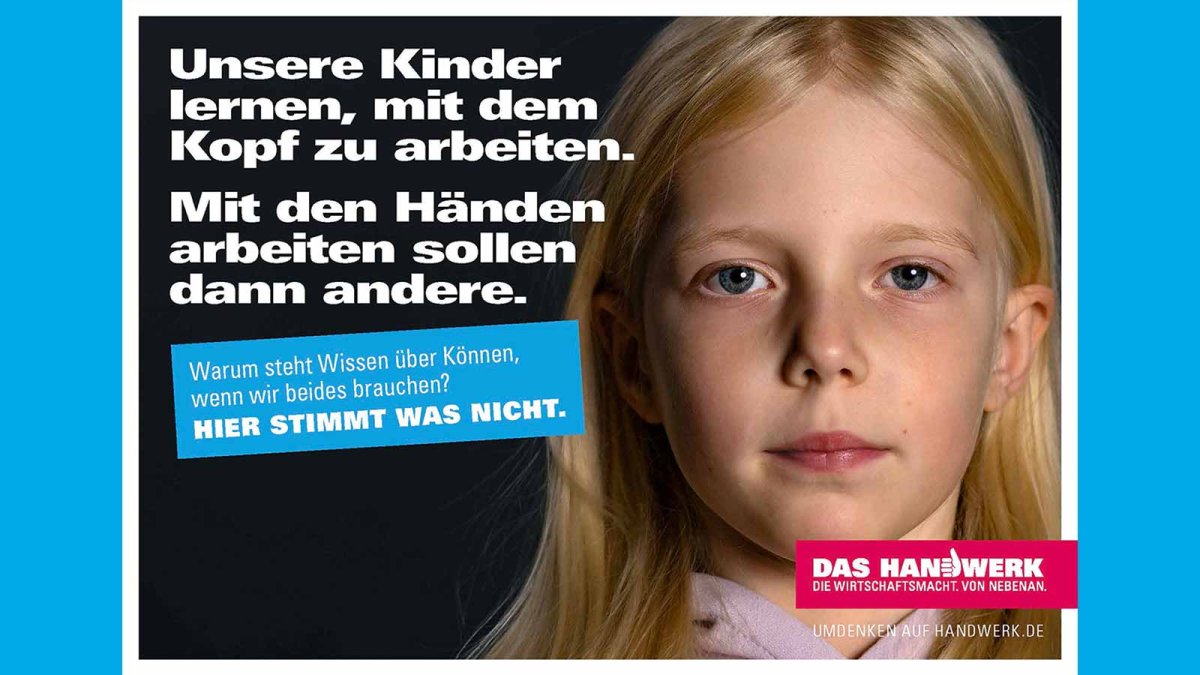 Plakat 1. Flight Handwerk blondes Kind mit provokantem Spruch