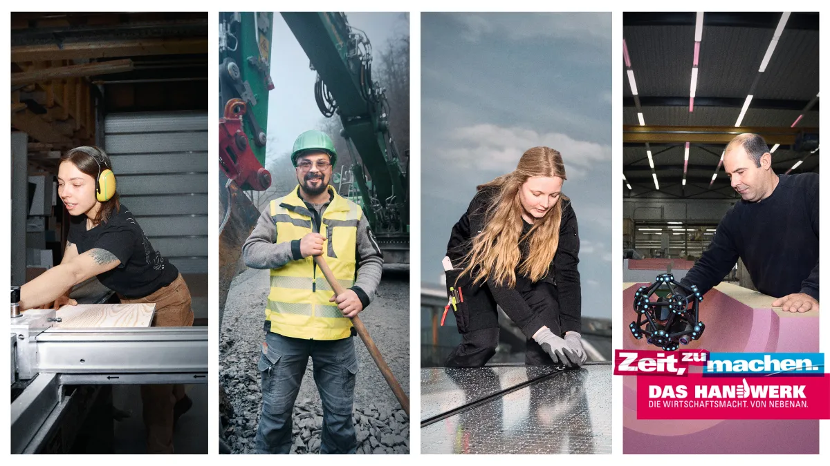 Collage mit 4 Handwerkern