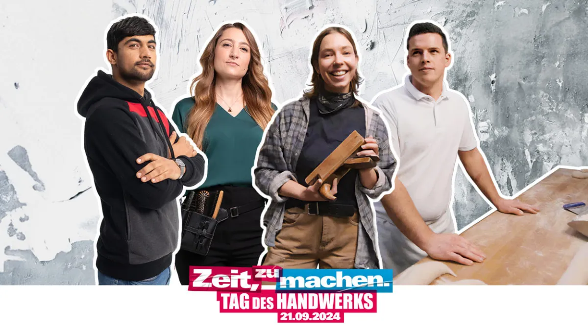 Collage mit vier Handwerkern