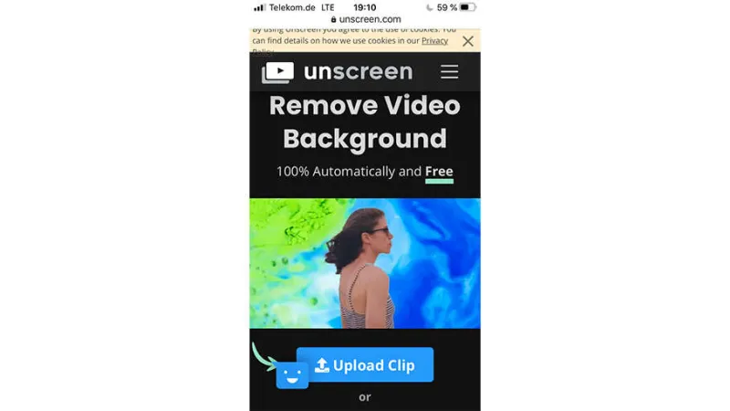 Gehen Sie auf die Website www.unscreen.com