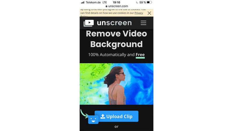 Gehen Sie auf die Website www.unscreen.com