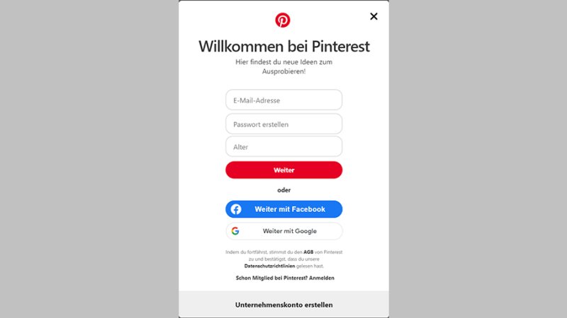 EIN KONTO BEI PINTEREST ANLEGEN 2