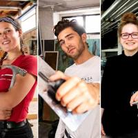 Collage mit drei HandwerkerInnen